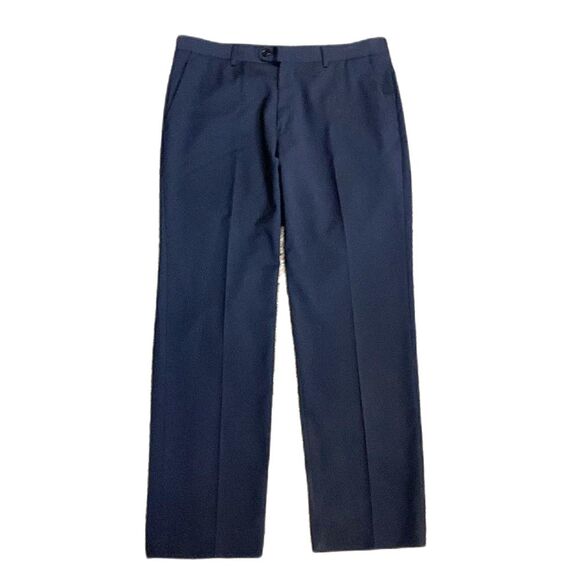 John Varvatos Star USA Navy Blue Wool Flat Front Dress Pants Size 34 X 30 - Picture 2 of 9